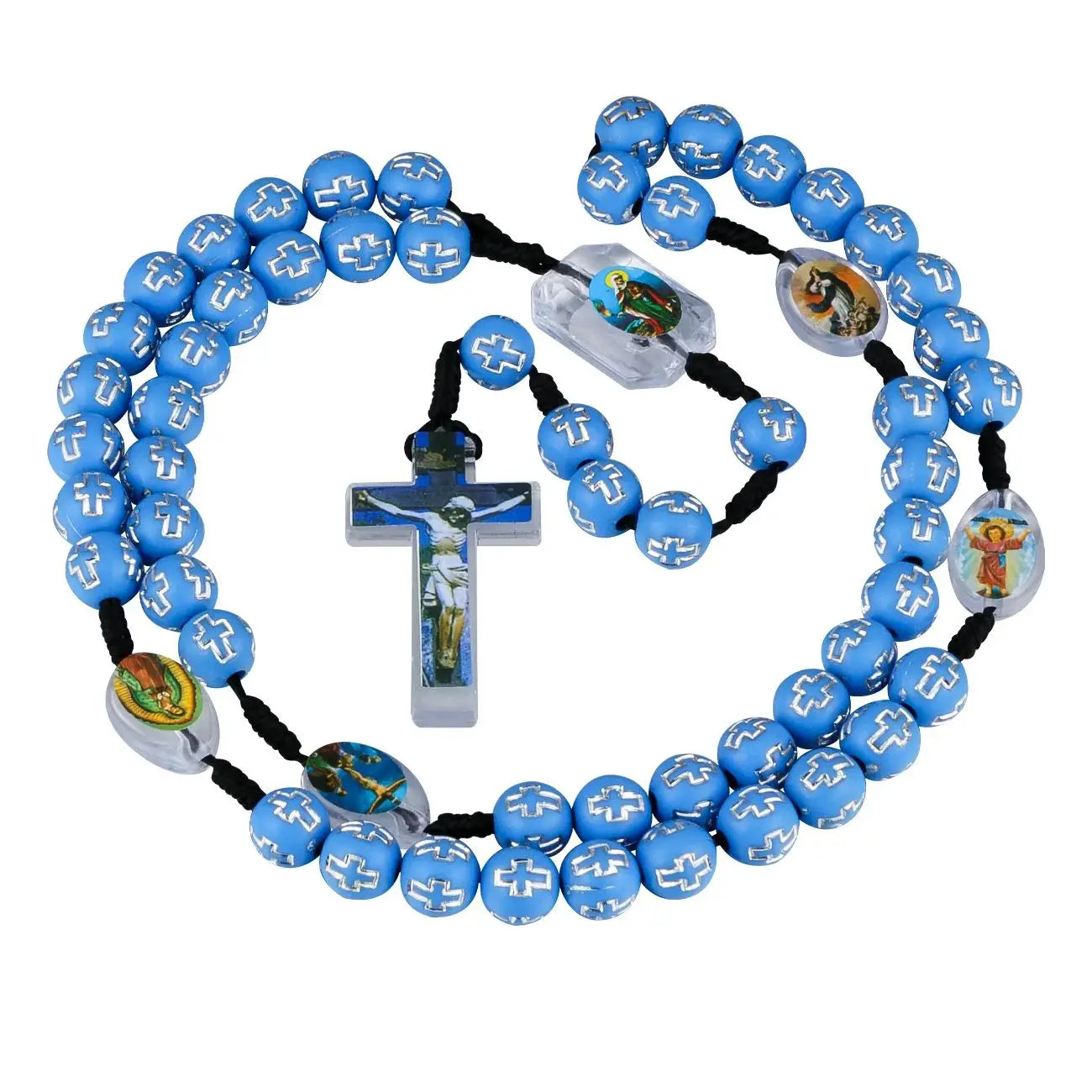 6 Colors Prayer Beads Chain Rosary Necklace Random Holy Icon Medal Spacer Beads