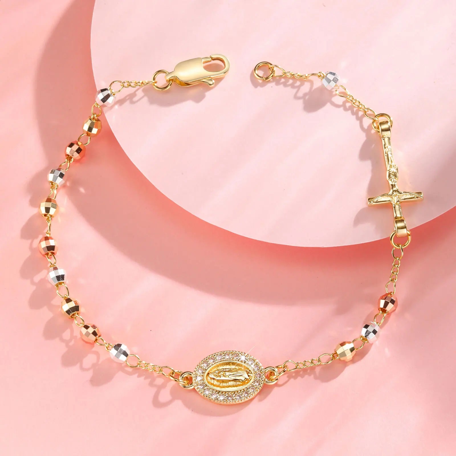 Virgin Mary Cross Bracelet