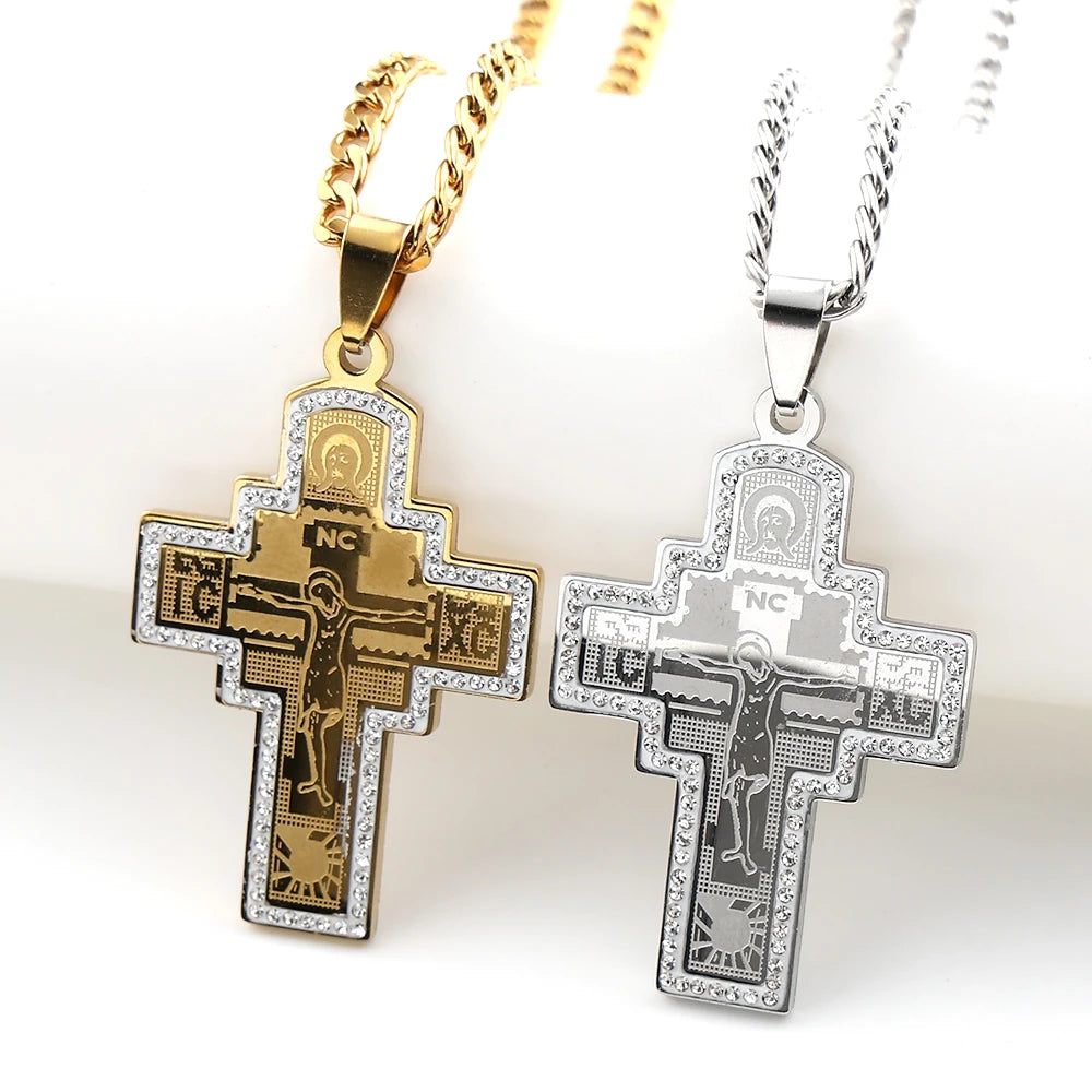 Orthodox Crucifix Cross Pendant and Necklace