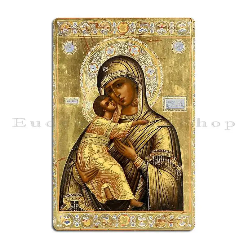 Mary And Jesus Icon Art Metal Sign Painting