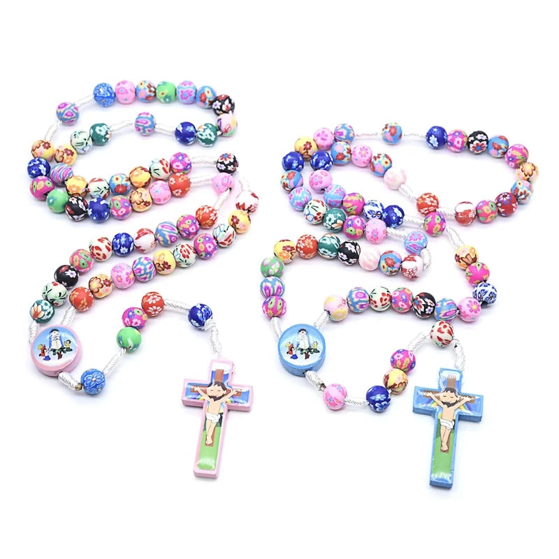 Multicolored Rosary with soft wooden beads