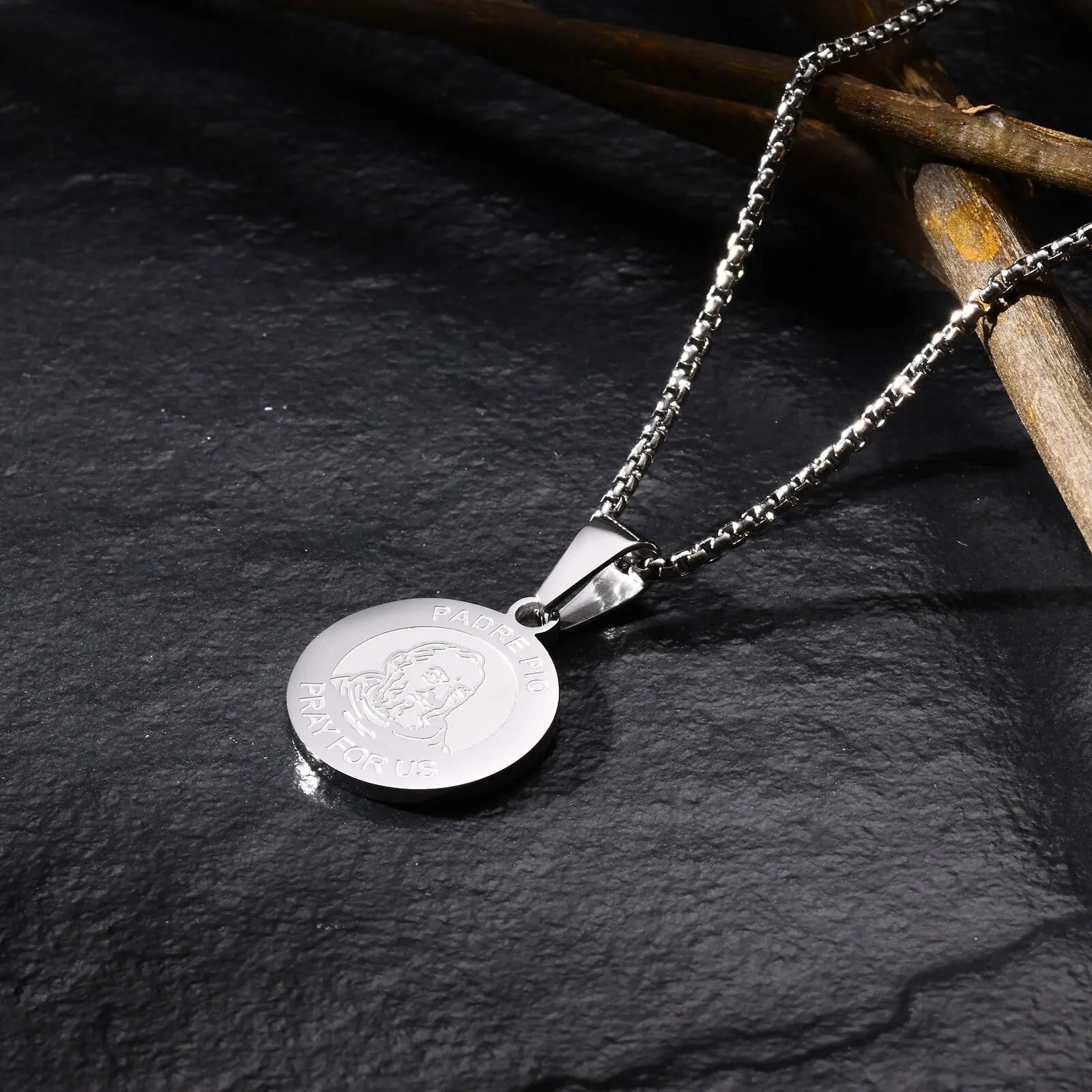 Padre Pio Coin Pendant Necklace