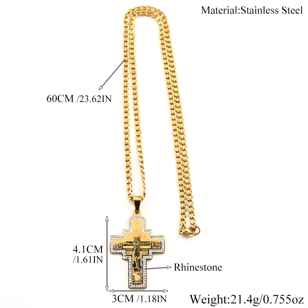 Orthodox Crucifix Cross Pendant and Necklace