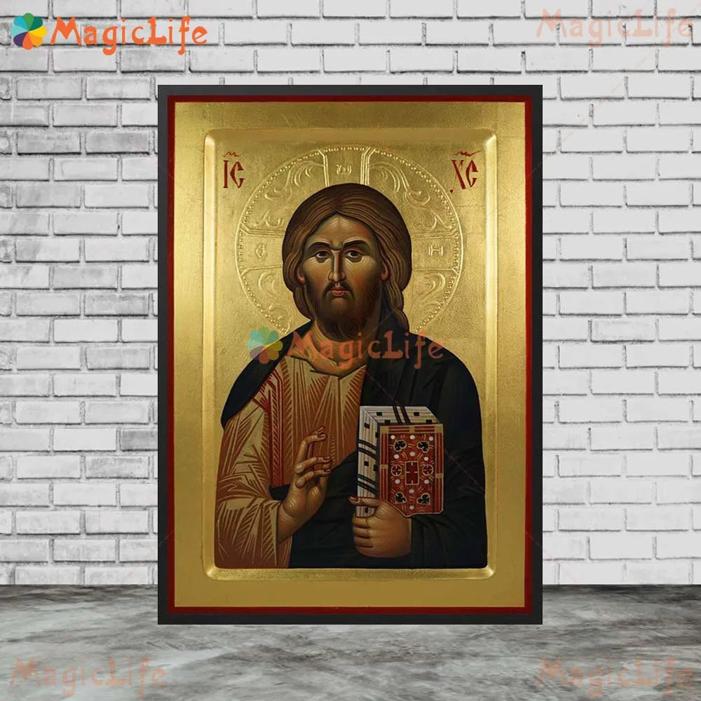 Christ Blessing Icon Orthodox Wall Art Canvas Painting Unframed