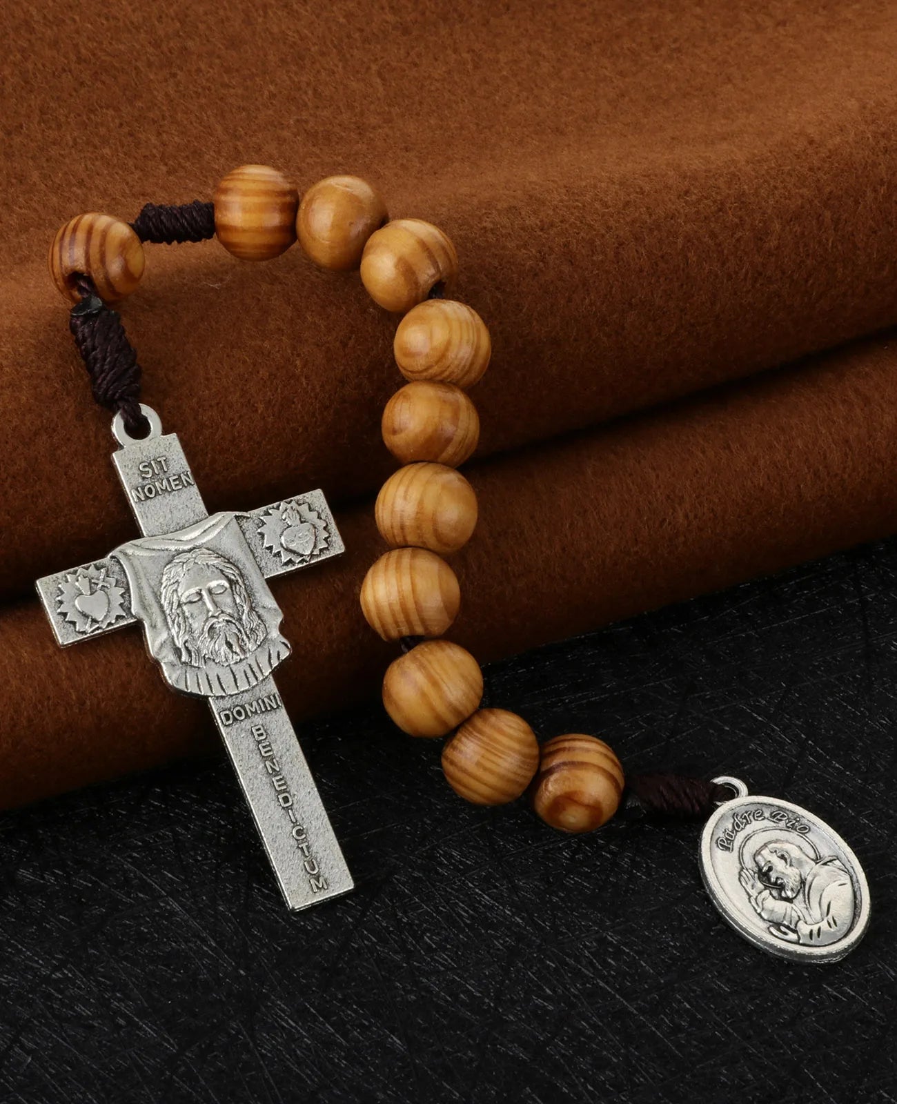 Pocket Rosary Padre Pio Medal Handmade
