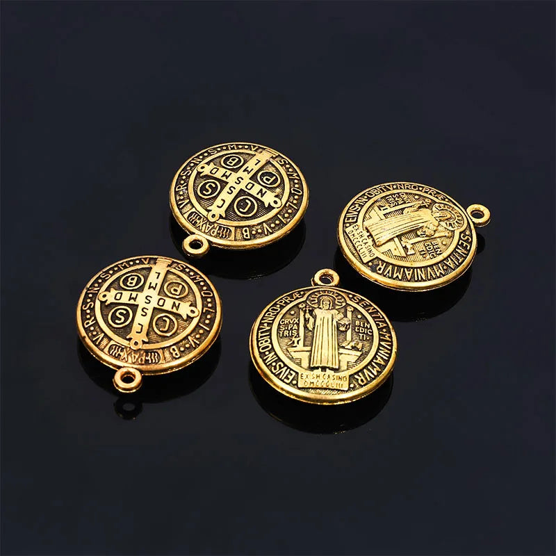 St Benedict Cross Amulet, St Benedict Altar Medal Pendant 35mm