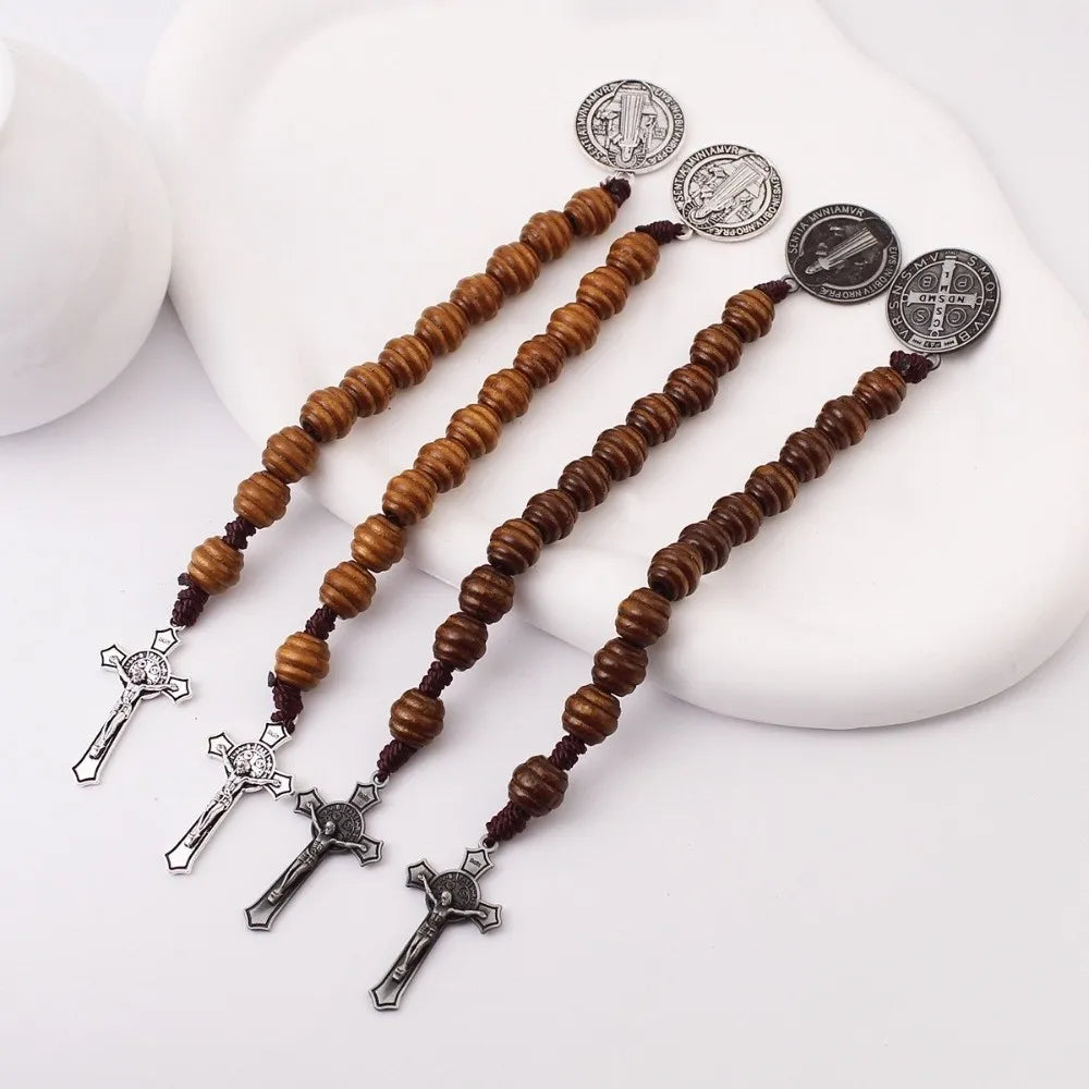 Saint Benedict Medal wooden Handmade Beads
