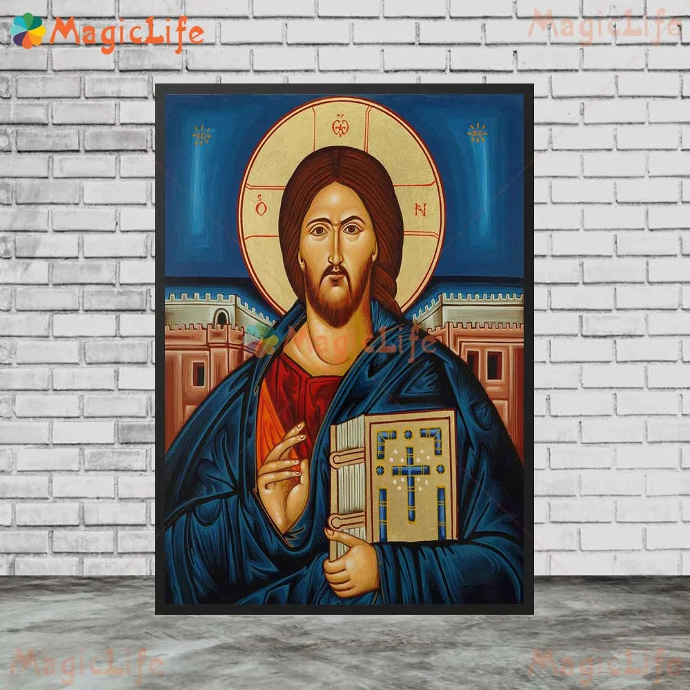 Christ Blessing Icon Orthodox Wall Art Canvas Painting Unframed