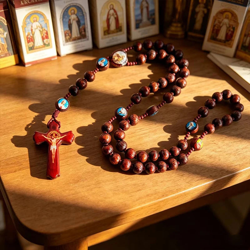 Handmade Large Wooden Rosary with Crucifix