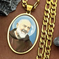 Padre Pio Glass Medal Pendant