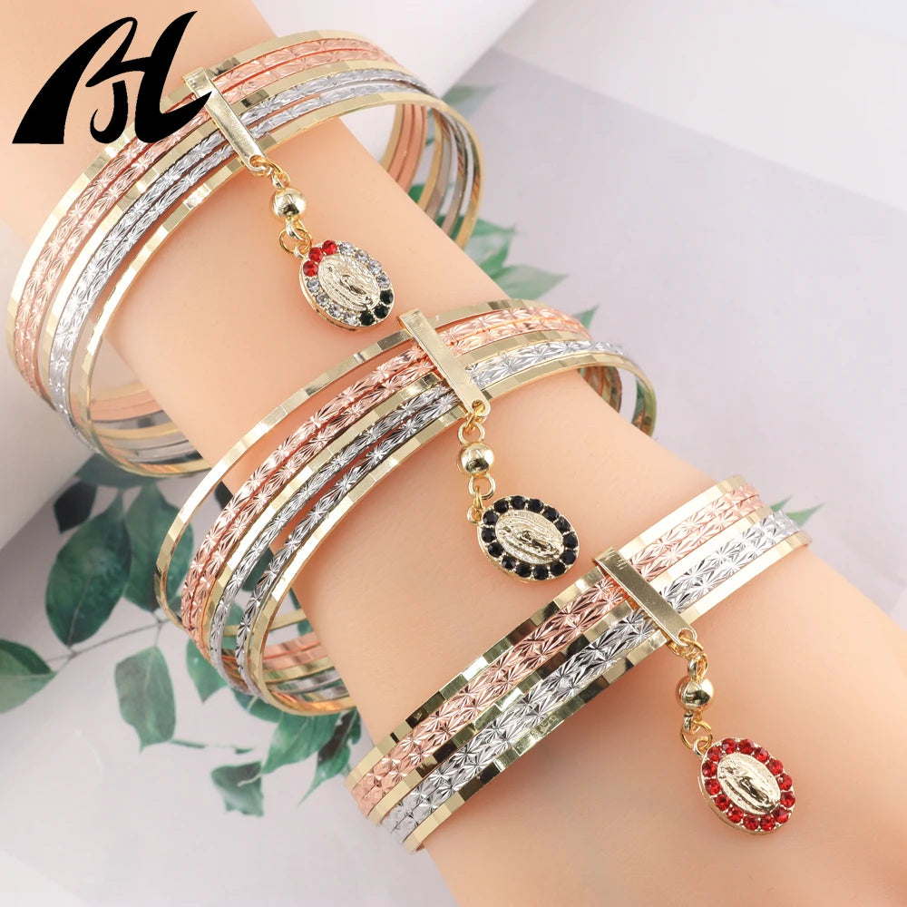 Virgin Mary Three-color 7 day  bracelet 18K gold plated