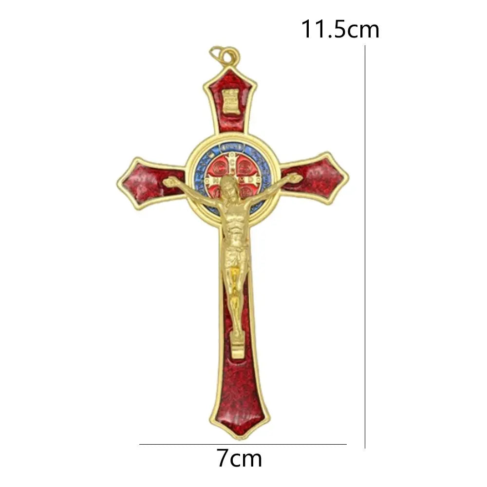 Benedictine Red Enamel Protection Crucifix (4.53*2.76in)