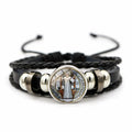 Saint Benedict Medal Leather Bracelet Catholic San Benito Glass Dome