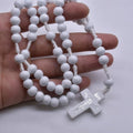 Rosary White Wood Beads with Crosses for Daily Wear or Gift