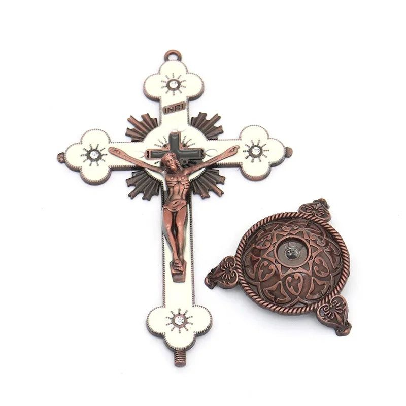 Church Relics Figurines Crucifix Jesus Christ On The Stand Cross Wall Crucifix Antique Home Chapel Decoration Prayer Crosses