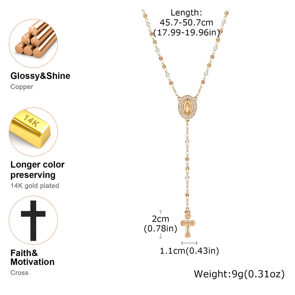Virgin Mary/st Benedict Rosary Bead Necklace for Women, Our Lady Of Guadalupe Cross