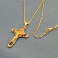 Enamel St Benedict Exorcism Cross Necklaces Gold Plated Protection Jewelry for Women/Men 24 inches Chain
