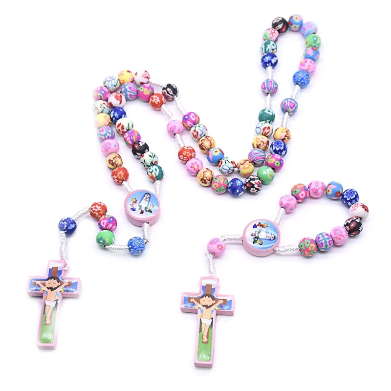 Multicolored Rosary with soft wooden beads
