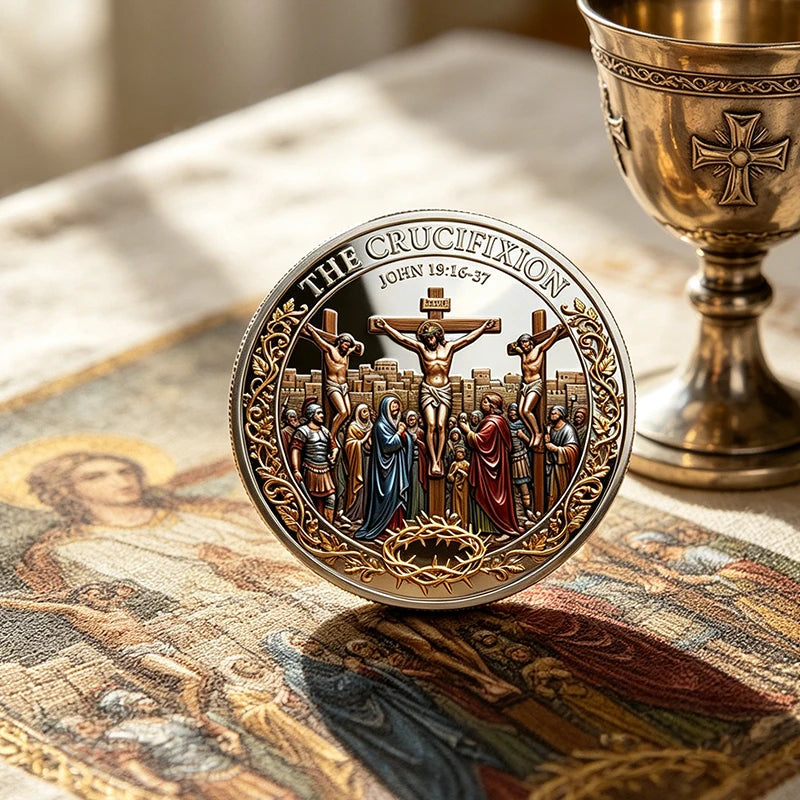 Crucifixion & Resurrection Commemorative Coin Christ Is Risen Coin Souvenir Gifts for Collection