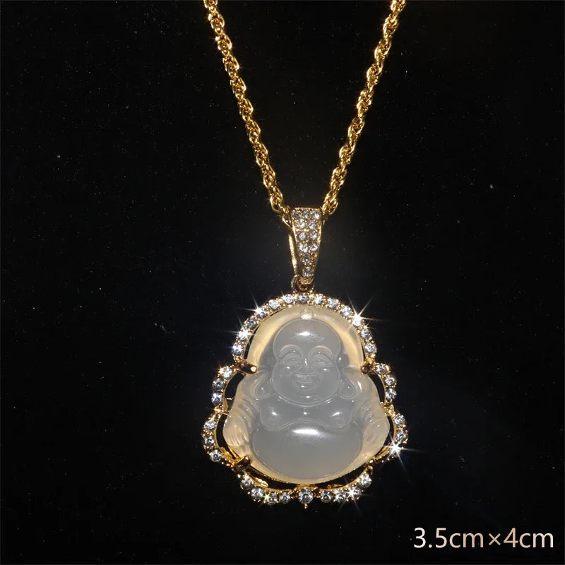 Emerald Green Imitation Jade Jesus Pendant Necklace