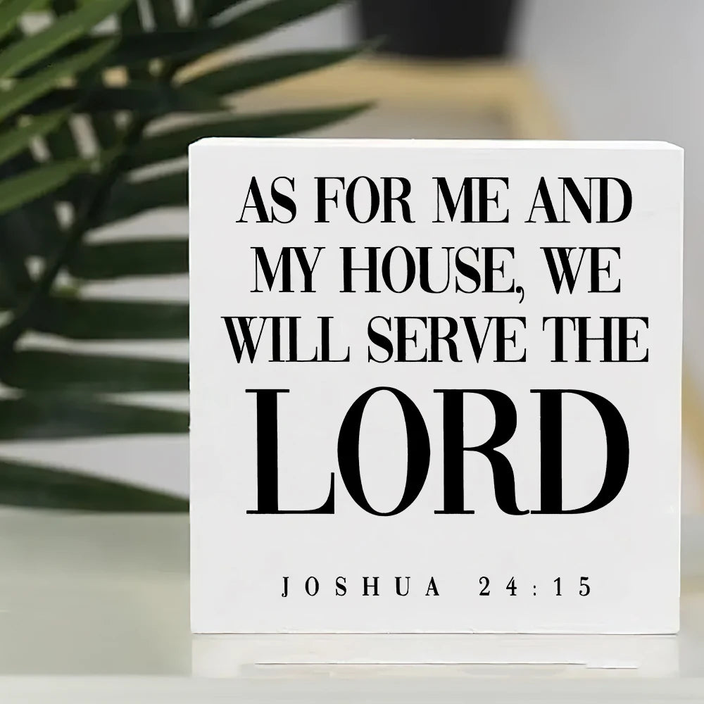 Christian Family Wooden Box Sign - Joshua 24:15 "As For Me And My House" Bible Verse Decor, Perfect Gift for Home & Church