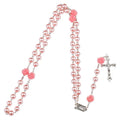 Purple Glass Beaded Rosary With Roses