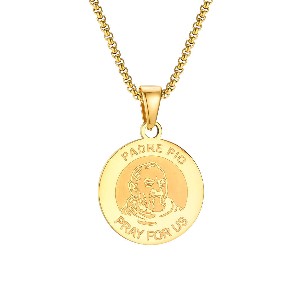 Padre Pio Coin Pendant Necklace