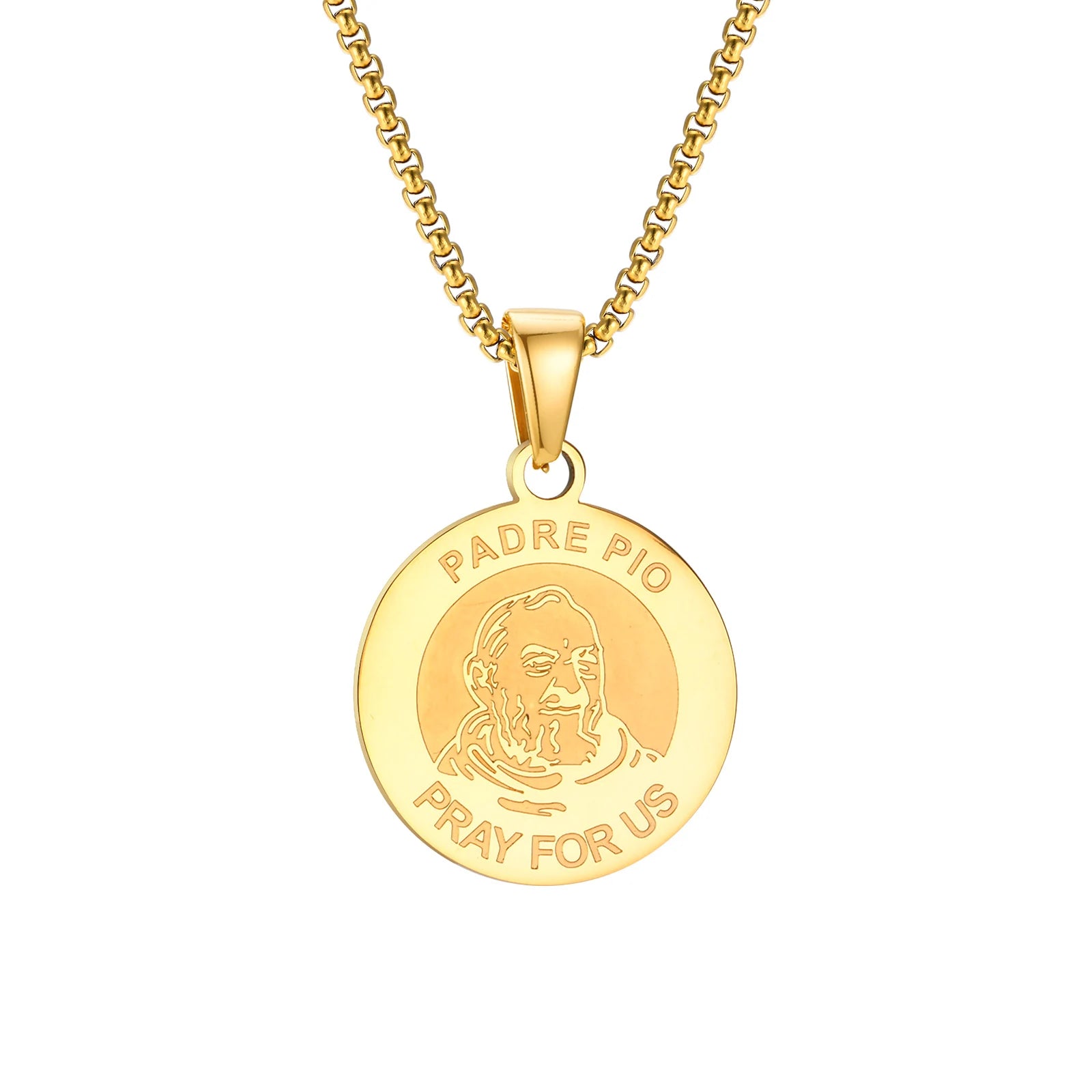 Padre Pio Coin Pendant Necklace