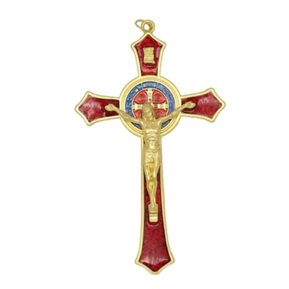 Benedictine Red Enamel Protection Crucifix (4.53*2.76in)