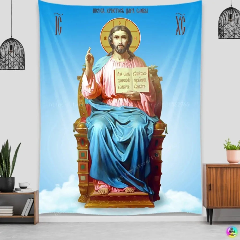 Orthodox Icon Tapestry Home Decor Living Room Wall Hanging