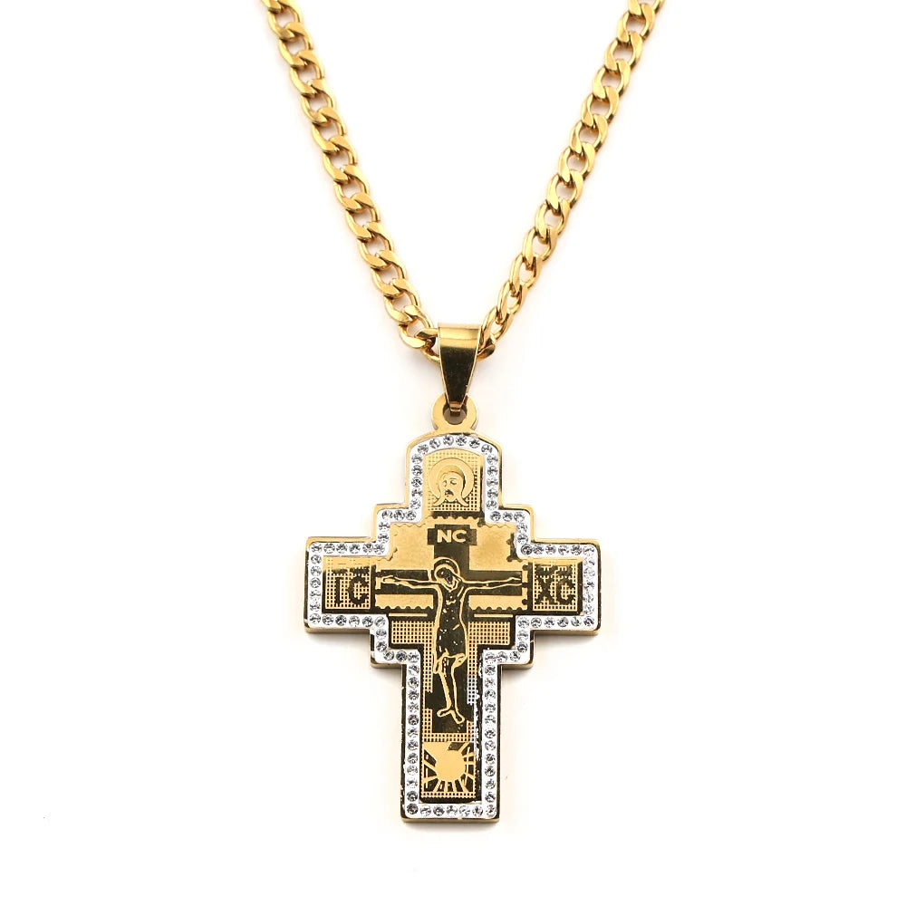 Orthodox Crucifix Cross Pendant and Necklace