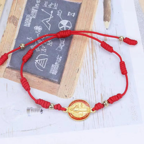 1PCS Red Rope St. Benedict Woven Bracelet