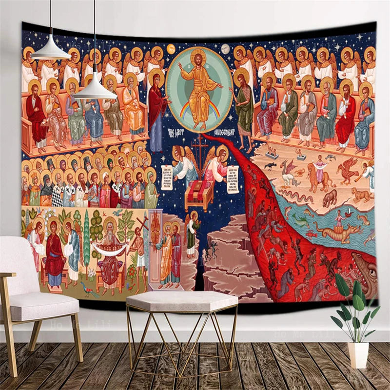 Icon Transfiguration Of Jesus Last Judgement Tapestry