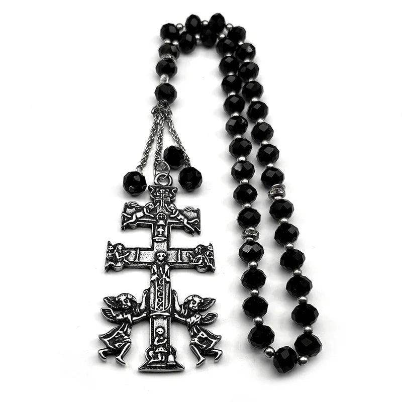 Caravaca Crucifix with Cherub Angel Pendant