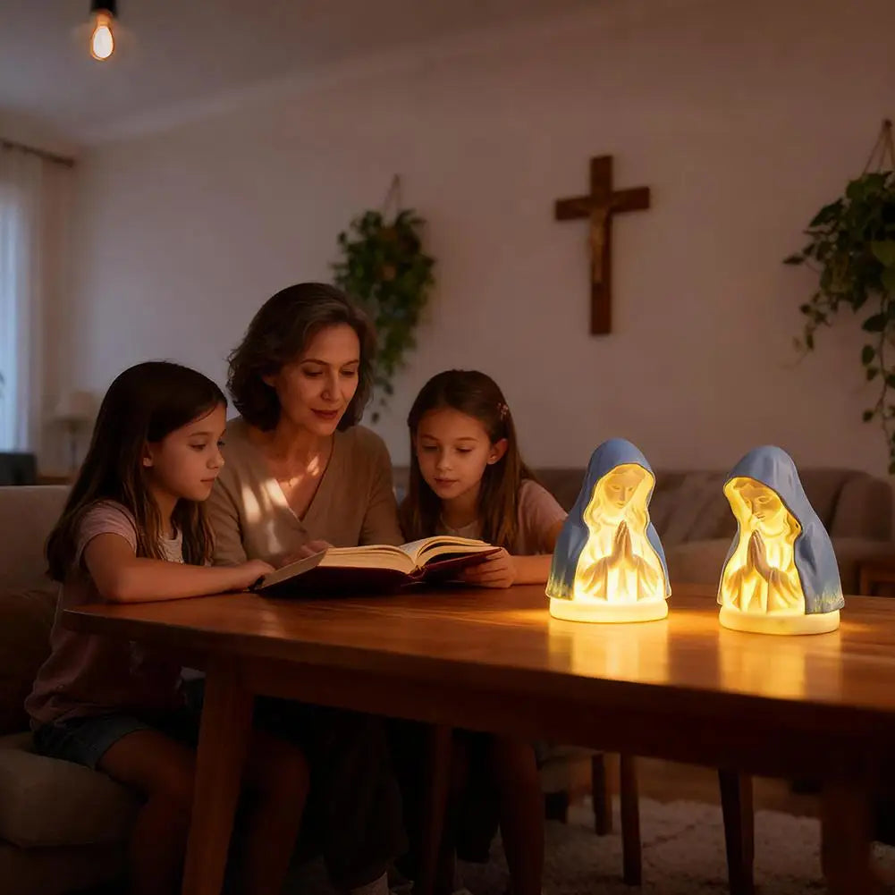 Virgin Mary Prayer Statue with Light