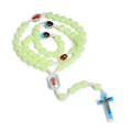 Glow in The Dark Rosary Necklace  10MM Luminous Rose Beaded Chain
