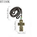 Traditional Eastern Orthodox Prayer Rope Dark Brown Wooden Beads Bronze Crucifix Pendant