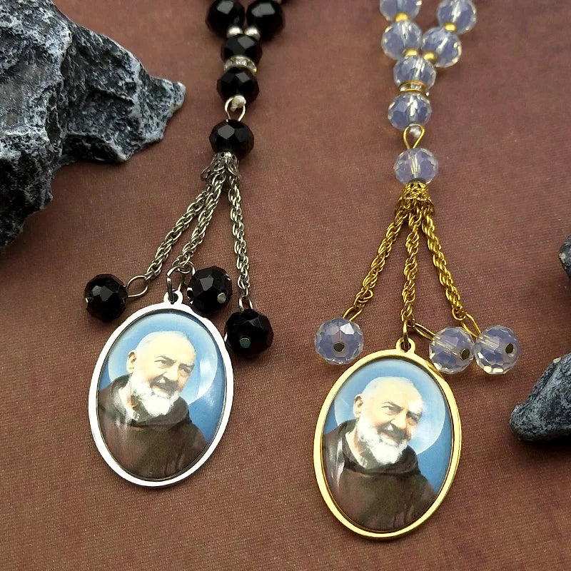 Padre Pio Stainless Steel Gold Color Prayer Beads