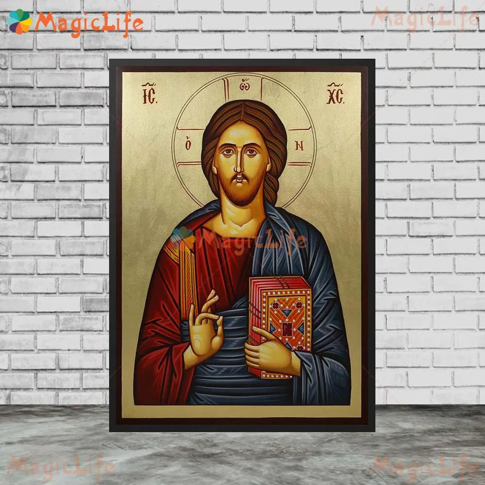 Christ Blessing Icon Orthodox Wall Art Canvas Painting Unframed