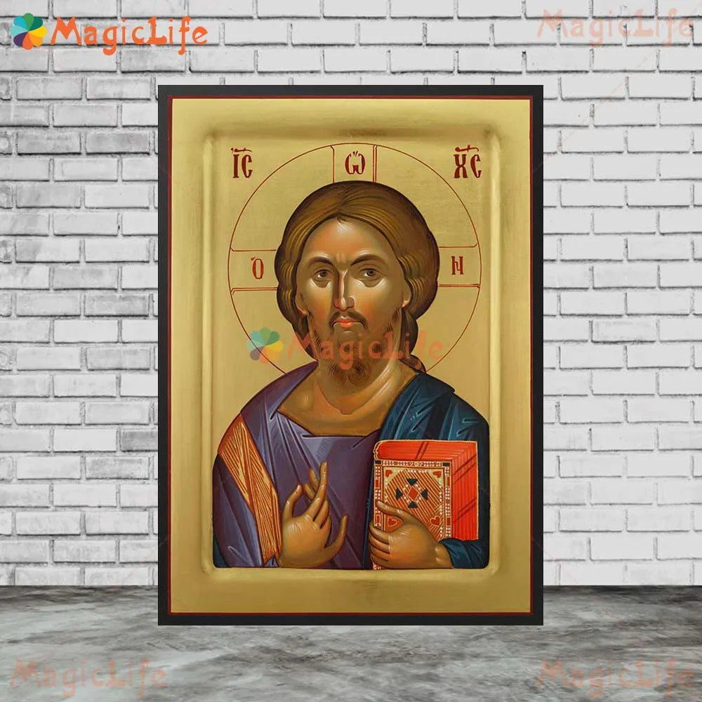 Christ Blessing Icon Orthodox Wall Art Canvas Painting Unframed
