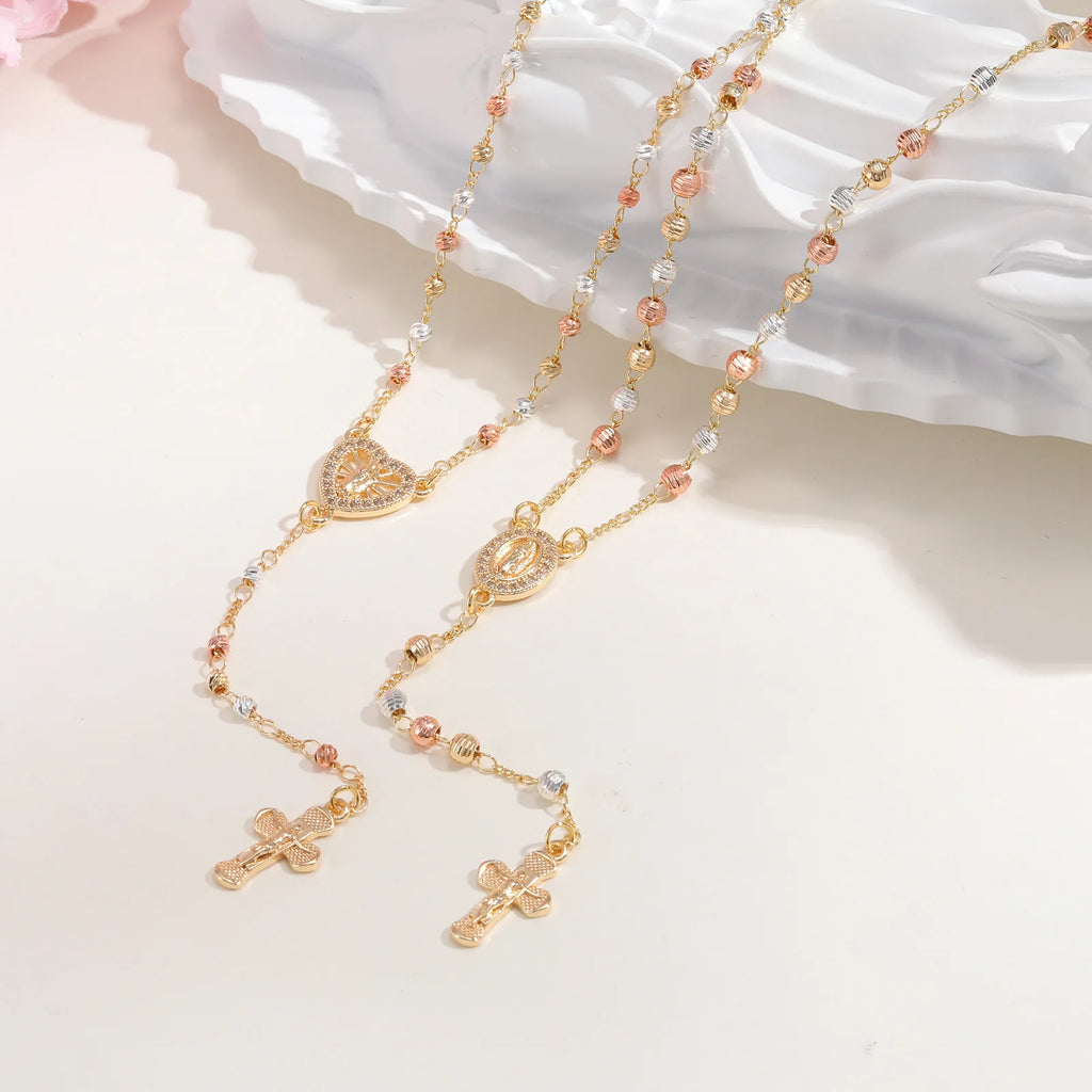 Virgin Mary/st Benedict Rosary Bead Necklace for Women, Our Lady Of Guadalupe Cross