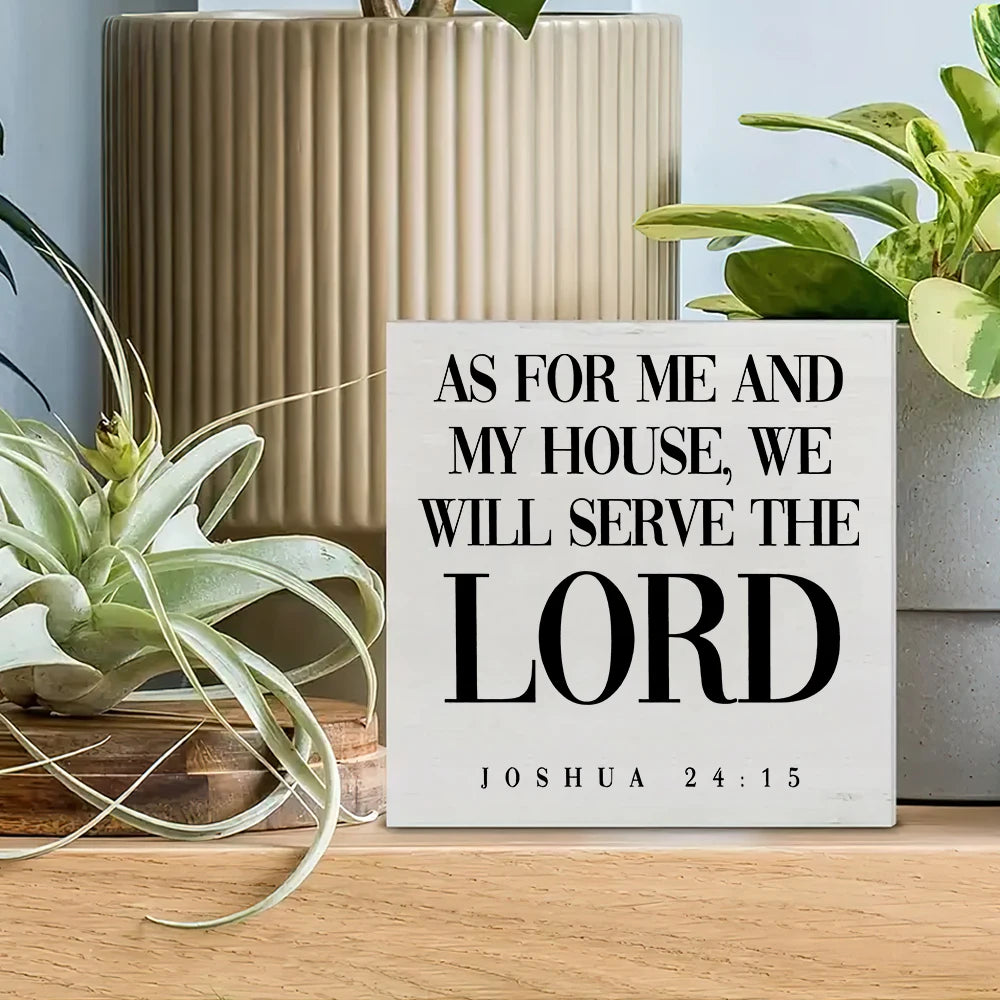 Christian Family Wooden Box Sign - Joshua 24:15 "As For Me And My House" Bible Verse Decor, Perfect Gift for Home & Church