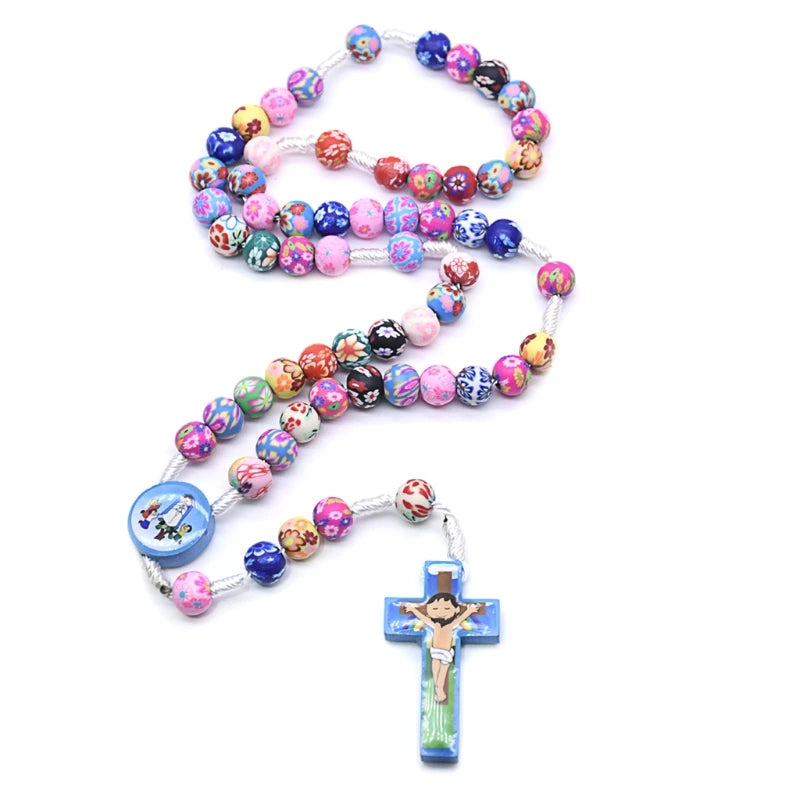 Multicolored Rosary with soft wooden beads