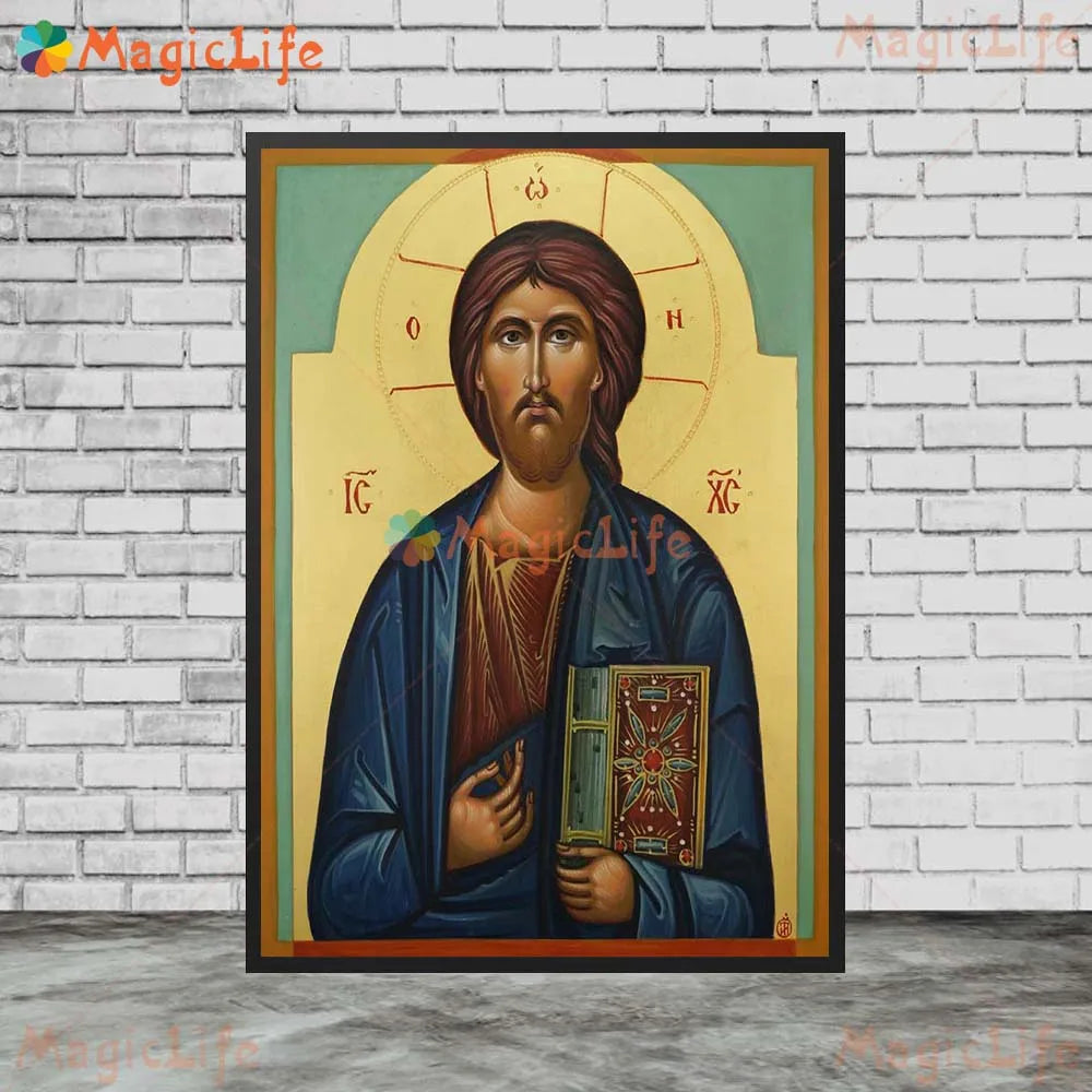 Christ Blessing Icon Orthodox Wall Art Canvas Painting Unframed
