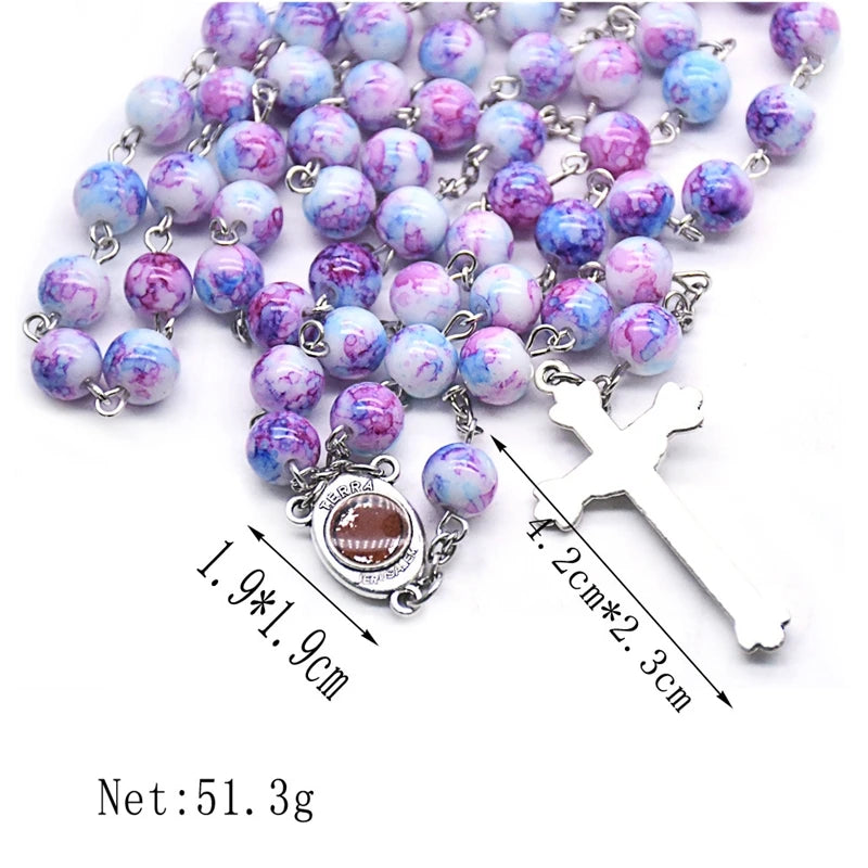 Glass Rosary  with Multicolor Beads