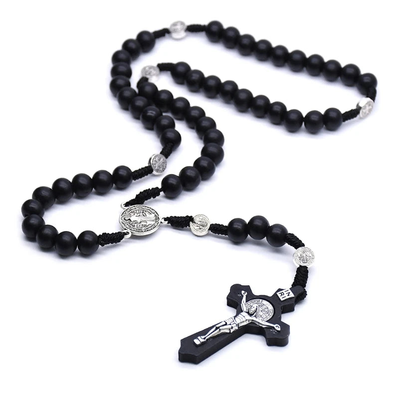 Large Handmade Round Bead Rosary Necklace