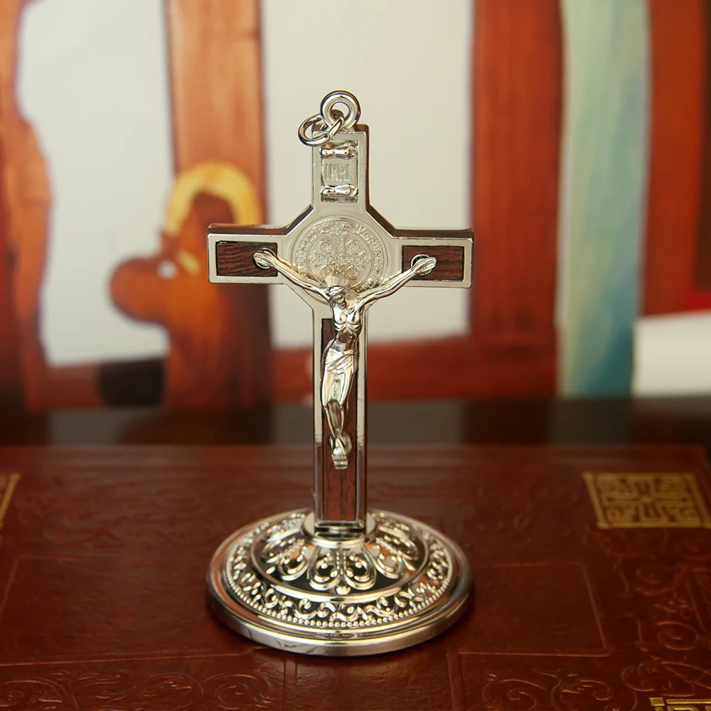 Catholic Cross Saint Benedict Cross 3.5In Gold Silver Plated
