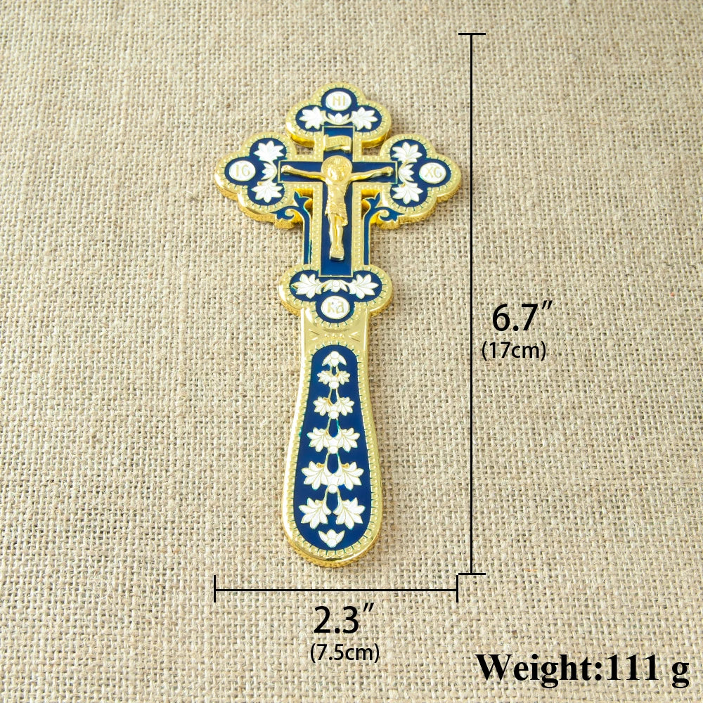 Orthodox Gold Plated Colorful Enamel  icon Cross INRI Crucifix