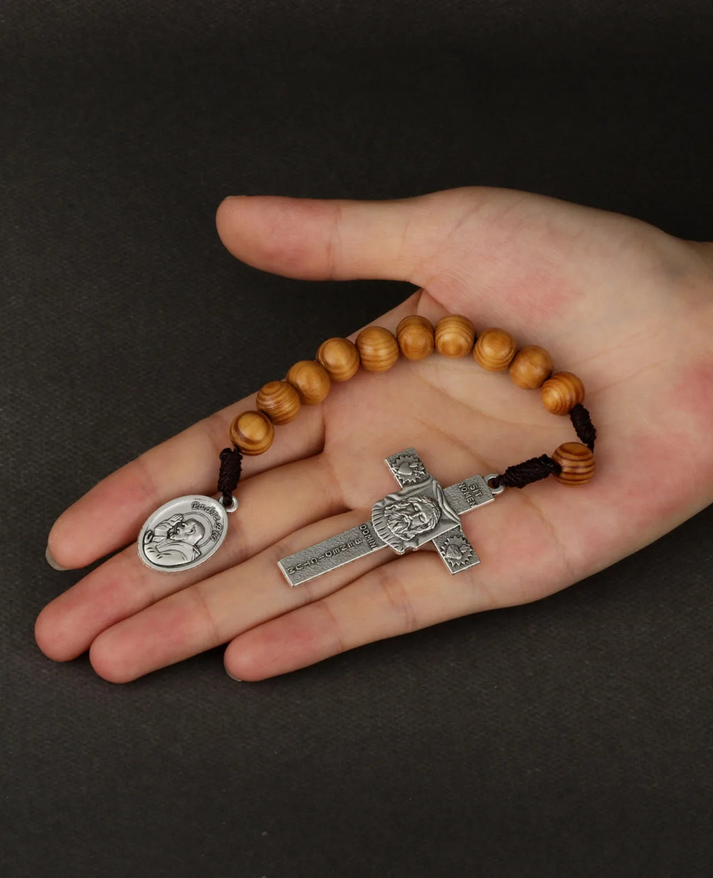 Pocket Rosary Padre Pio Medal Handmade