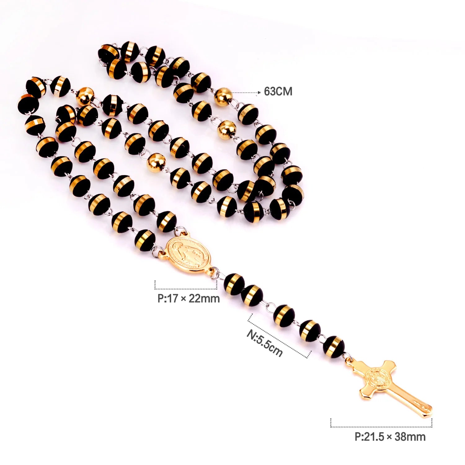 Black and Gold Large Beaded Rosary